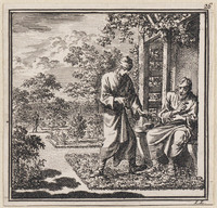KG 05797
<br/>
Het Kamilleveld. Lief, uit leed.
’t Verdrukte hert geeft beter geur, Als dat het staat in ’s werelds fleur
<br/>
<em>Luyken, Jan (1649-1712)</em>
